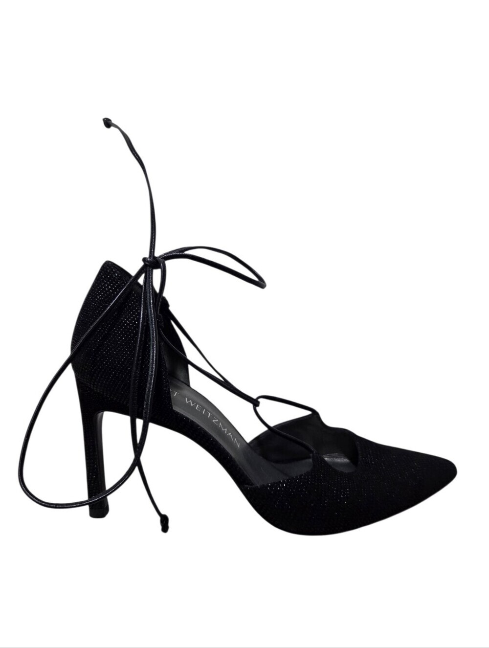 Stuart Weitzman Pryrite Crystal Lace-Up Stiletto Heels Black Size 5 - Picture 5 of 13